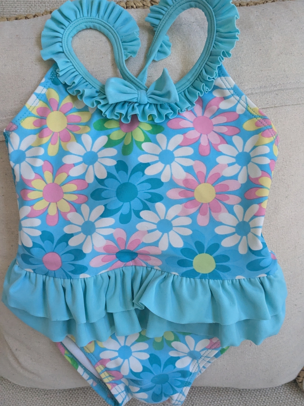 Circo Turquoise Floral Ruffle One-Piece Swimsuit